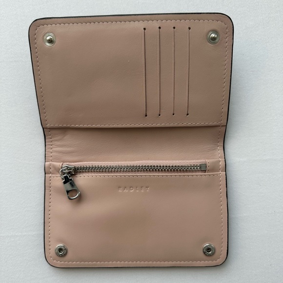 RADLEY LONDON Navy Leather Bifold Wallet with Soft Pink Leather Interior - Picture 3 of 6